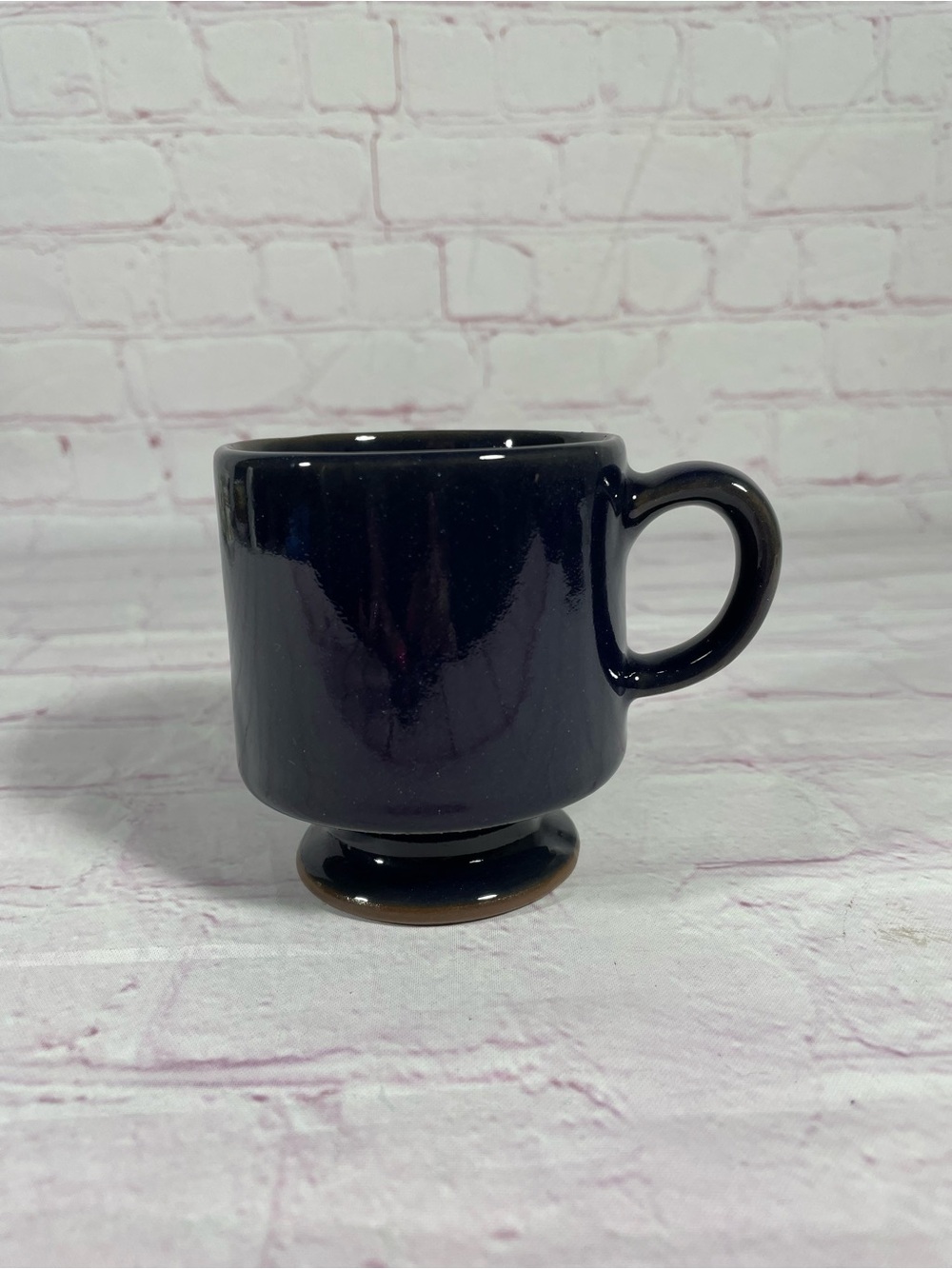 Vintage Cobalt Blue Footed Ceramic Mug